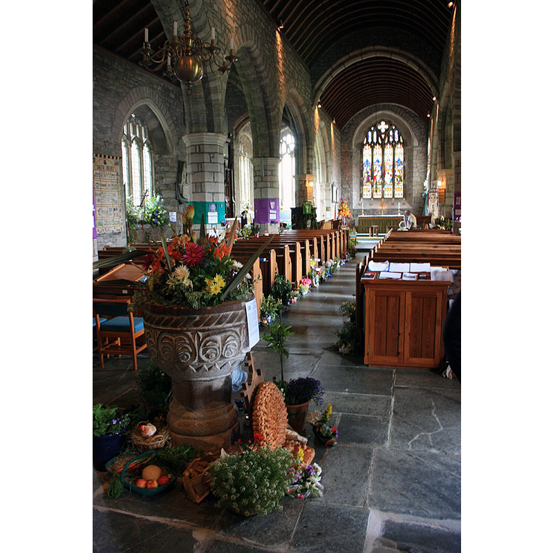 Source caption: "Flower festival, St Petroc's Church, South Brent"
