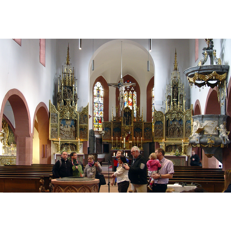 a partial view of the font in the foregorund