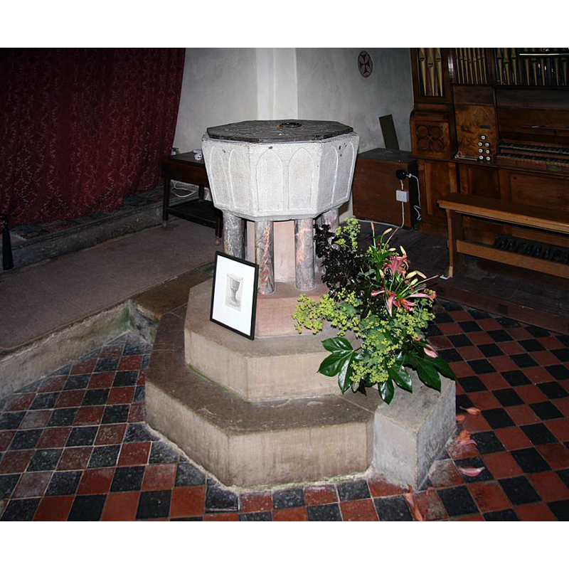 Source caption: "All Saints church Kenton Suffolk. Font"
