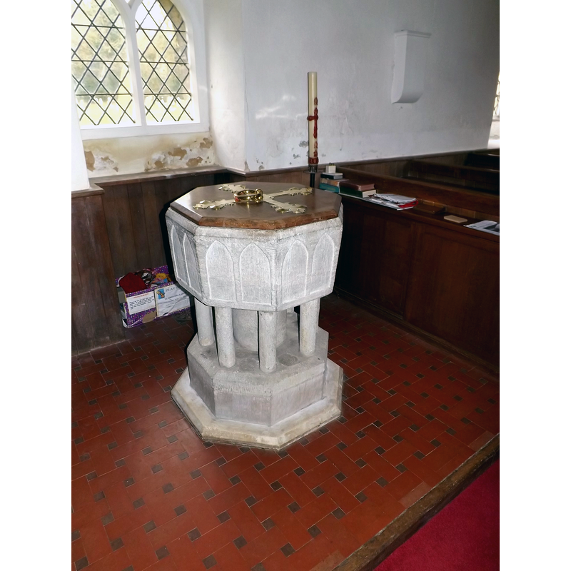 Source caption: "St.Lawrence Church. Font"