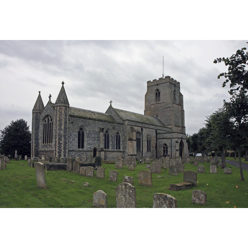 Source caption: "St Peter's parish church, Brandon, Suffolk, seen from north-northeast"
