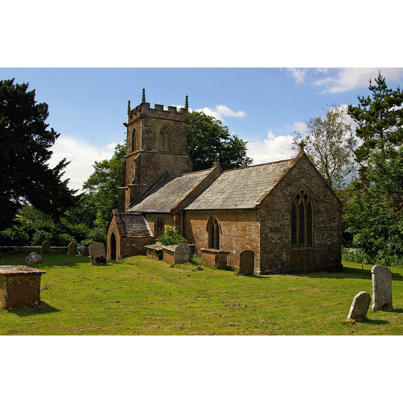 Source caption: "St Andrew's, Burstock, Somerset" [sic]