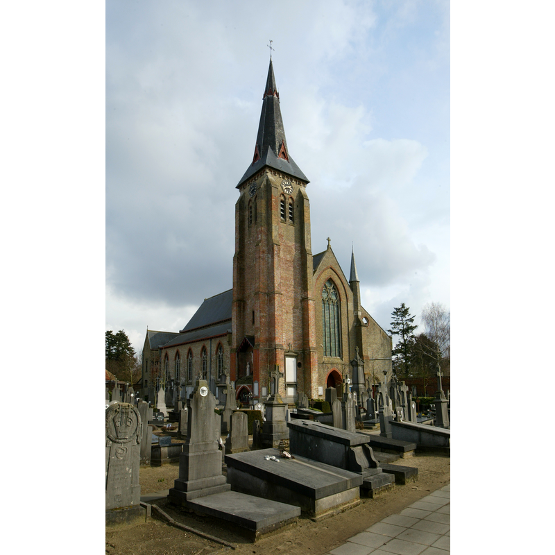 Source caption: "Kerk van Sint-Andries en Sint-Anna te St-Andries-Brugge" -- the 19thC re-building after a fire