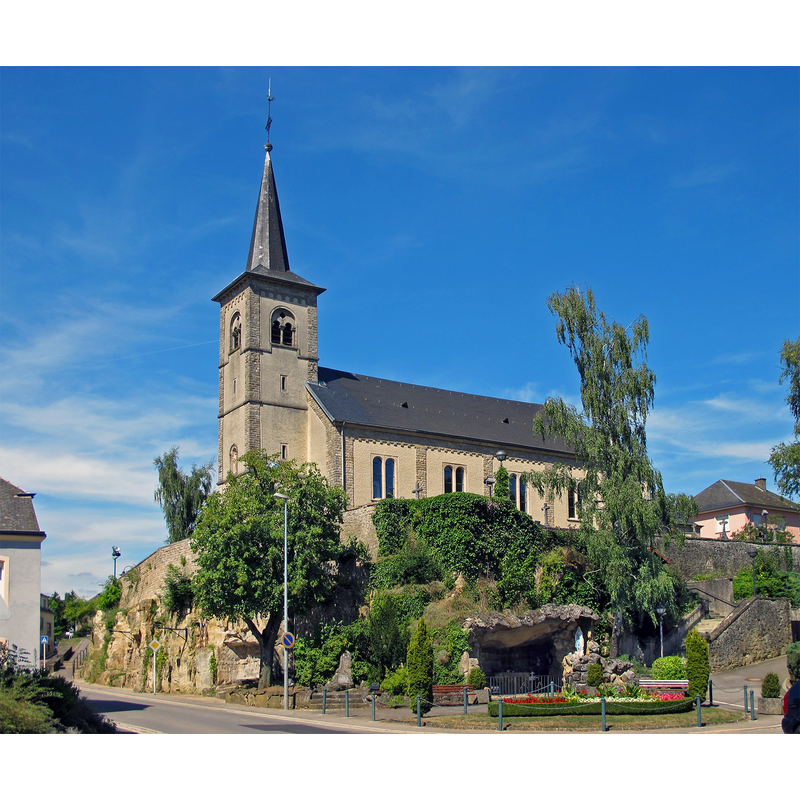 Source caption: "Church of Altwies, Luxembourg"