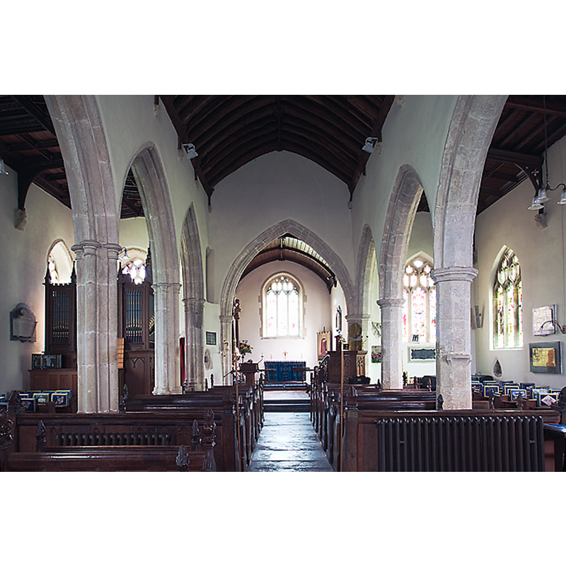 Source caption: "Church of St John the Baptist, Churchill - the nave"
