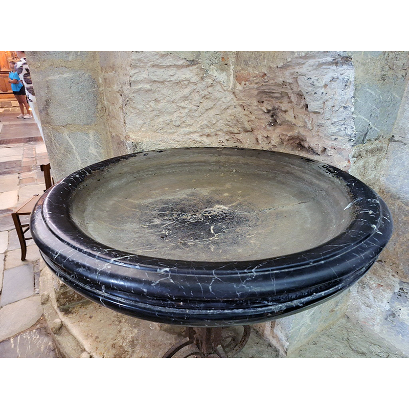 one of several later-date stoups in the church