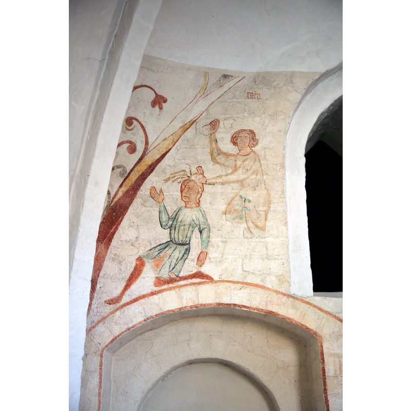 Source caption: "Kain and Abel. Fresco in Vester Broby kirke - a village church south of Sorø in Denmark."