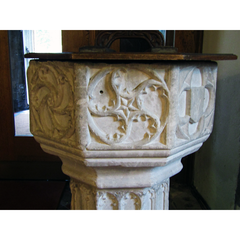 the basin appears modern, neo-Gothic