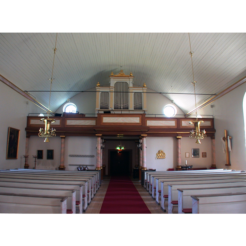 Source caption: "Läktaren och stora orgeln, Silbodals kyrka, Årjäng" [NB: the new church is uncanonically oriented N-S]