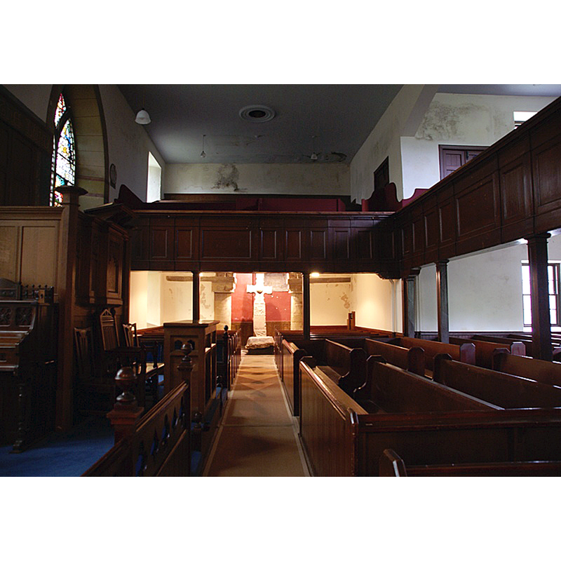 Source caption: "St Serf's Church, Dunning, Perth and Kinross, Scotland - interior, with Dupplin Cross"