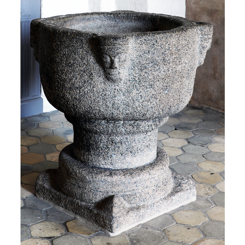 set at 90-degree angles below the upper rim of the basin