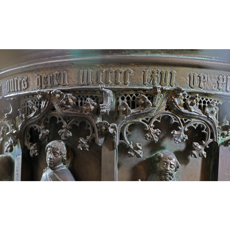 includes the date of the font, 1466, in Roman numerals