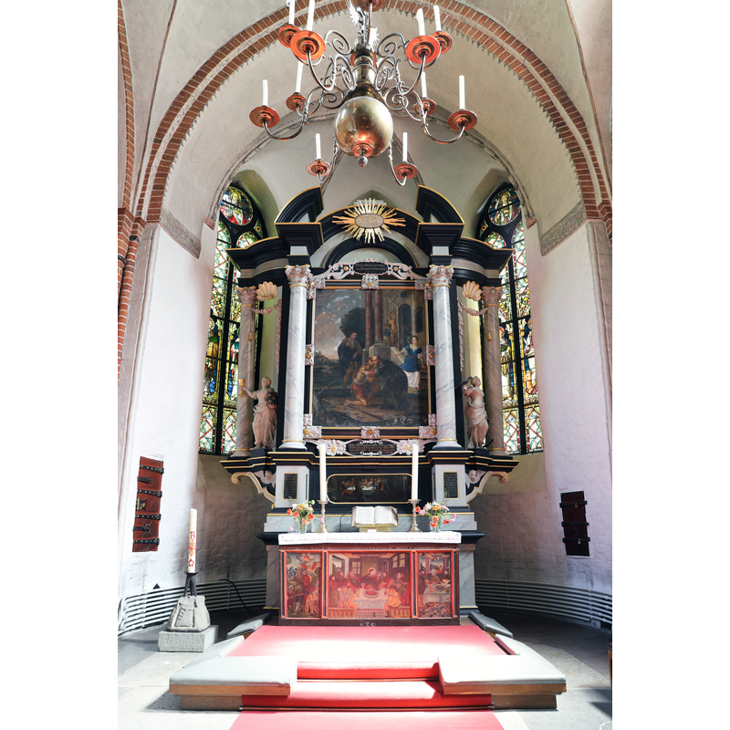 showing the font base used as candle holder on the left