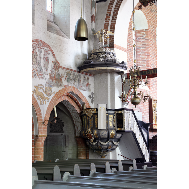 showing on the left [north] wall some of the mural paintings