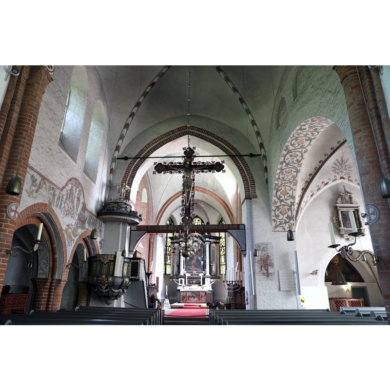 showing the baptistery chapel to the right [south] of the chancel arch