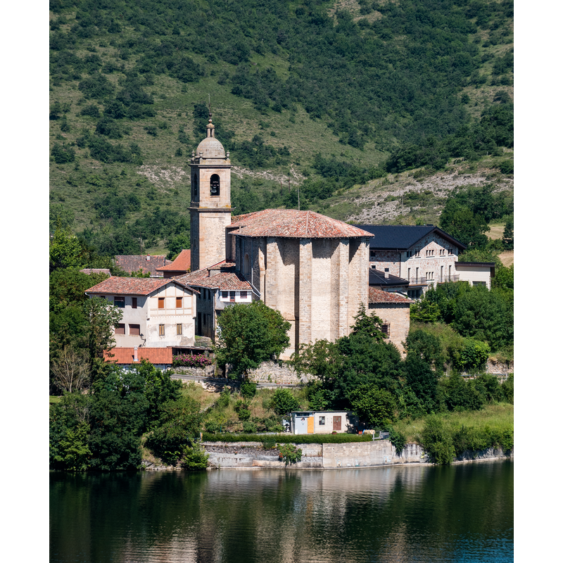 Source caption: "The church of Ullíbarri-Gamboa as seen from Punta de San Juan. Álava, Basque Country, Spain"