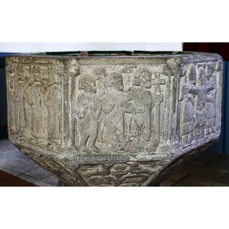 showing (L --> R): Adoration of the Magi --> Harrowing of Hell --> Crucifixion