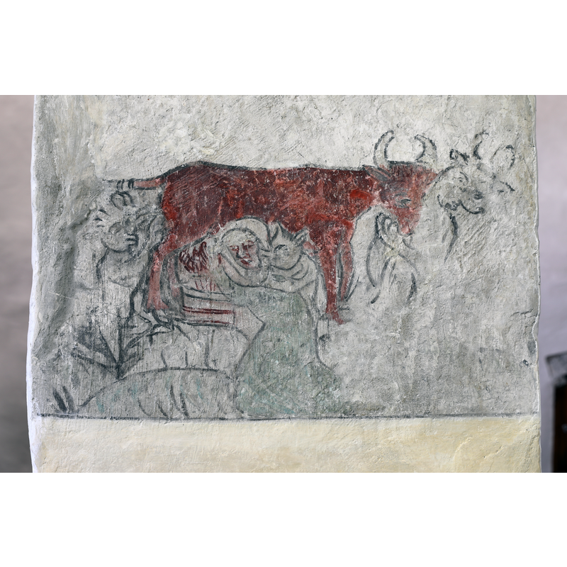 three devils manipulate the cow a maid is milking