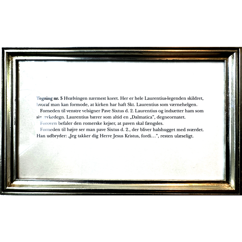 information on a watercolour rendering of a painting discovered under the plaster; the original painting is now gone; only the watercolour reproductions remain under glass