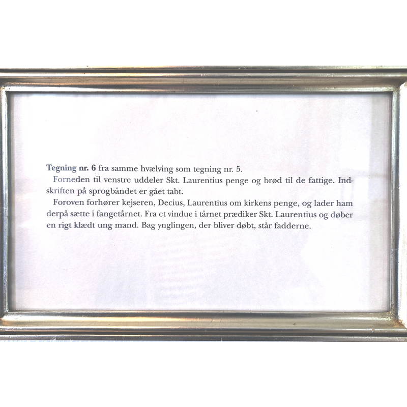 information on a watercolour rendering of a painting discovered under the plaster; the original painting is now gone; only the watercolour reproductions remain under glass