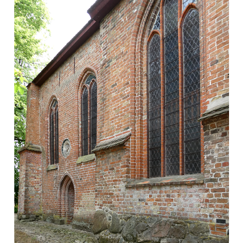 showing the boulder foundations used in the construction of the medieval church here
