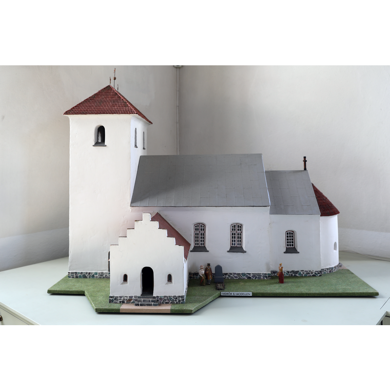 a maquette of the 13thC church kept inside the 19thC church
