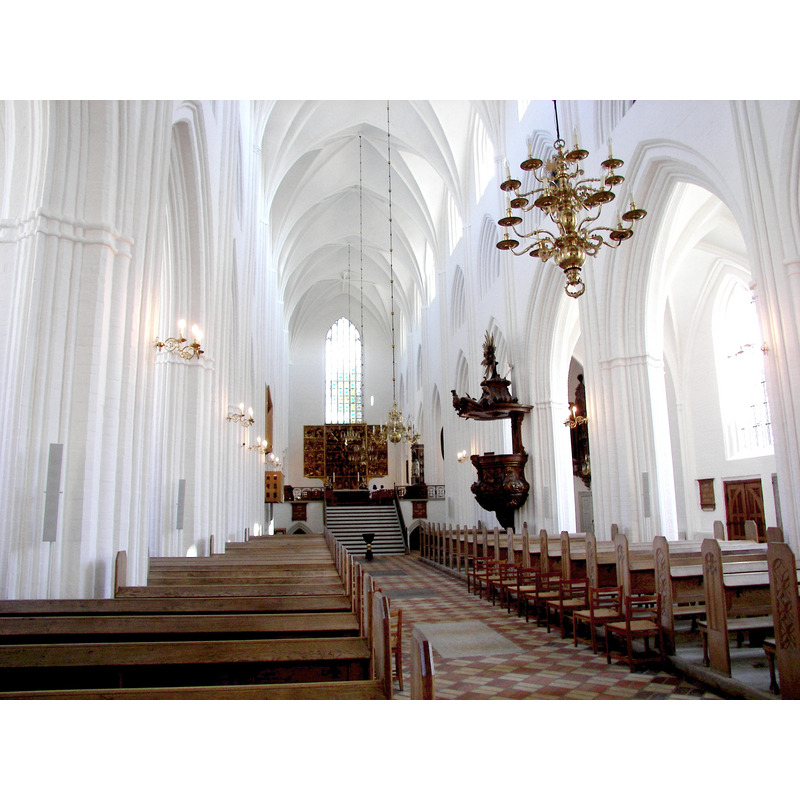 Source caption: "Interiören i Odense domkyrka, Denmark"