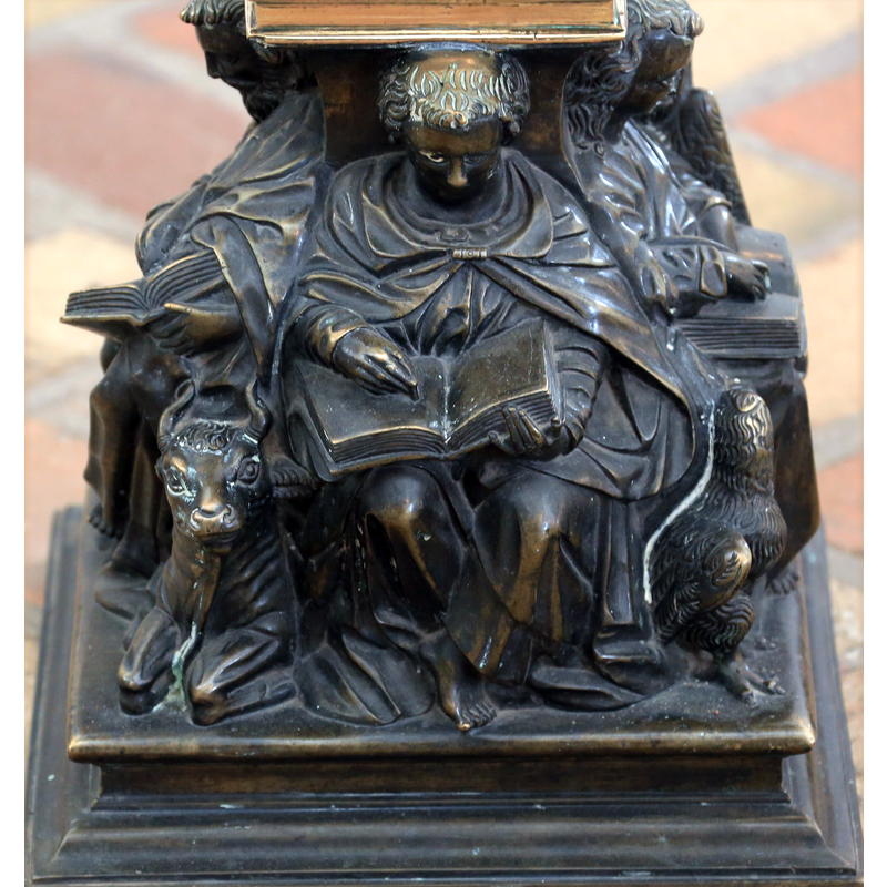 Source caption: "Baptismal font in St. Knuds church (the cathedral) in Odense, Denmark. Made by Bernt (Berent) Bodemann from Lübeck in 1620."