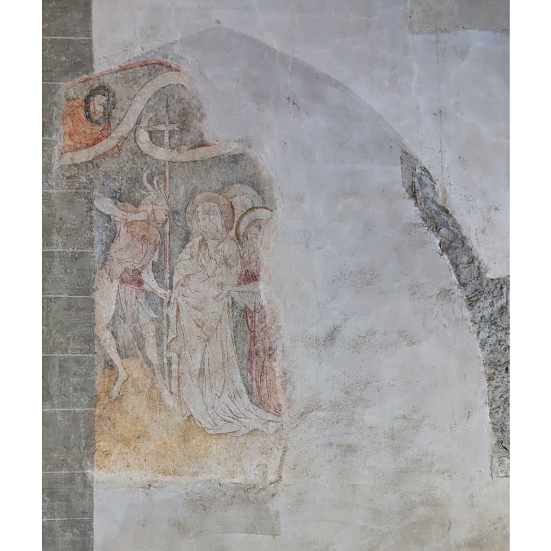 Source caption: "Evangelische Stadtkirche Ravensburg, Baden-Württemberg, Deutschland" -- showing one of the many 15thC(?) frescoes in the church