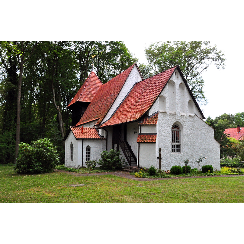 Source caption: "Die St. Georg-Kirche zu Meinerdingen (bei Walsrode in der Lüneburger Heide, Deutschland)"