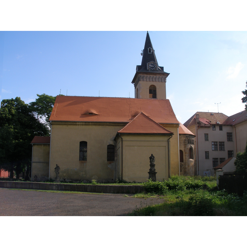 Source caption: "Údlice - the Southern view of the church / Údlice - kostel od jihu"