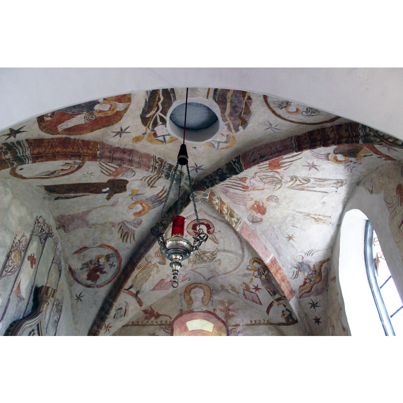 Source caption: " Interiér kostela svatého Martina. Detail výmalby. Polná na Šumavě v okrese Český Krumlov. Česká republika."