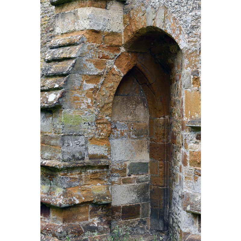Source caption: "Gayton, St. Mary's Church: Unusual doorway in a buttress, now blocked"