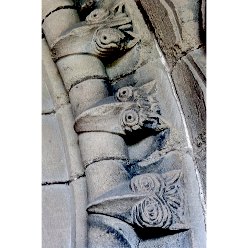 Source caption: "Beakhead carvings, south doorway"