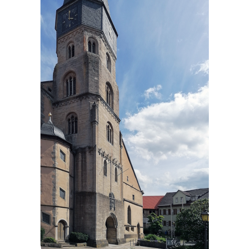 Source caption: "Münnerstadt: Stadtkirche St. Maria Magdalena, Kirchplatz an Westseite"