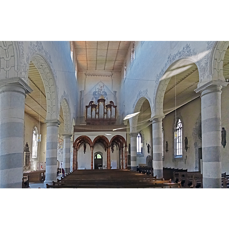 Source caption: "Blick zur Orgelempore in der Pfarrkirche St. Maria Magdalena (Münnerstadt)"
