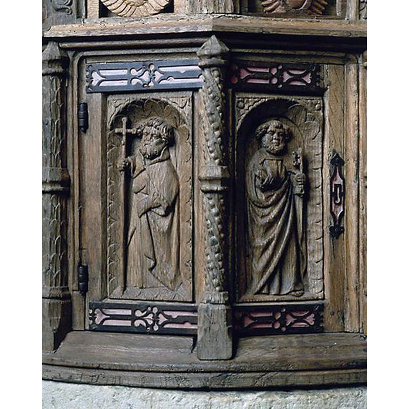 Source caption: "Détail. Panneaux sculptés. Saint Philippe et saint Pierre."