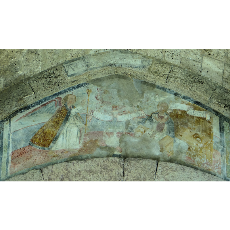 Source caption: "Les Vigneaux - Église Saint-Laurent - Portail Réal : l'Annonciation"