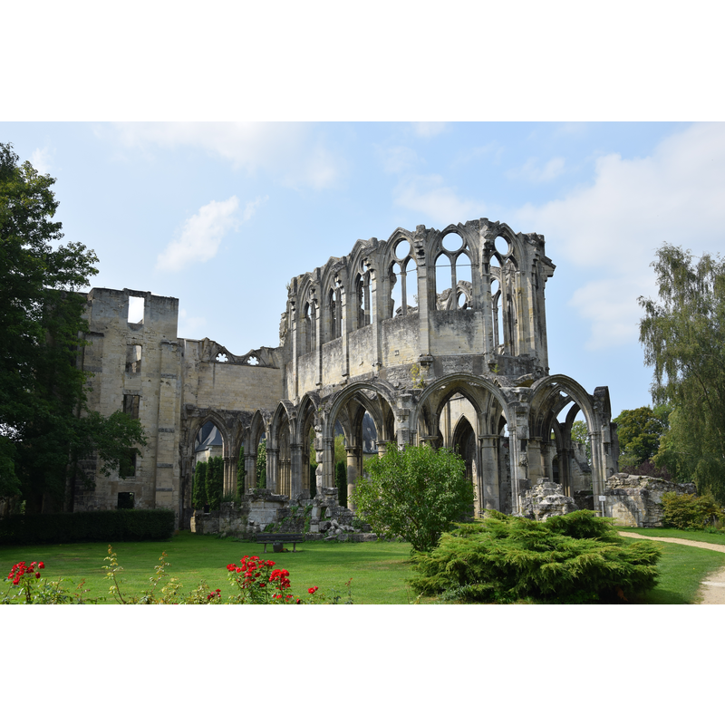 Source caption: "Abbaye Notre-Dame d'Ourscamp" -- showing the remains of the abbey church
