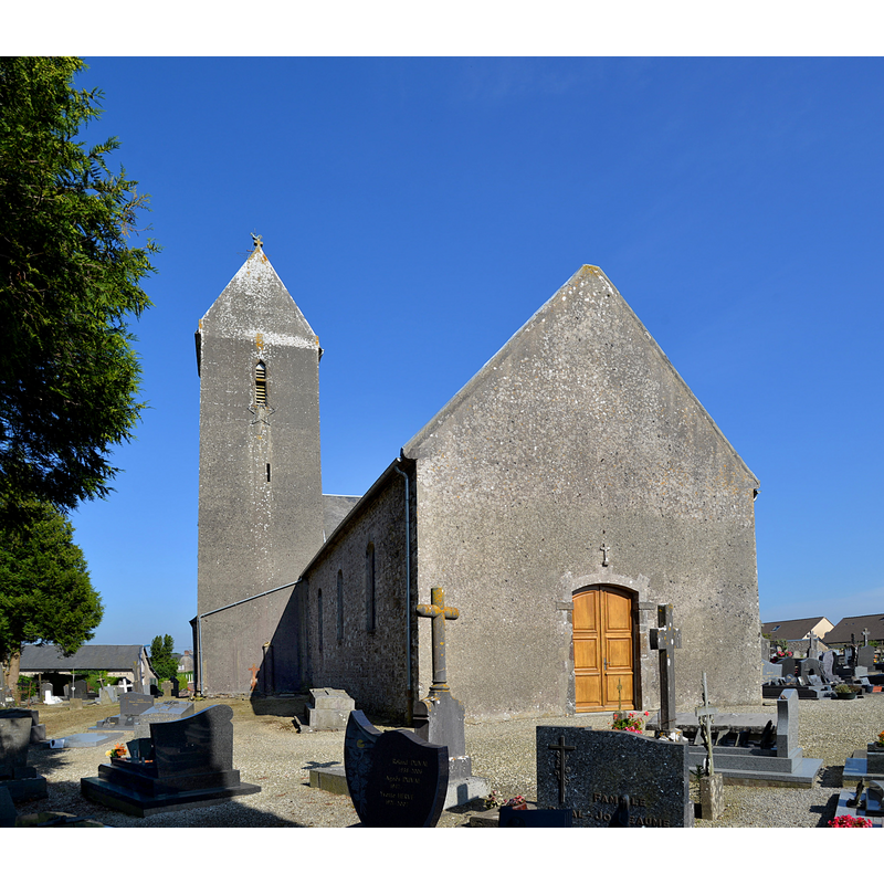 Source caption: "Église Notre-Dame d'Ouville. Vue nord-ouest"