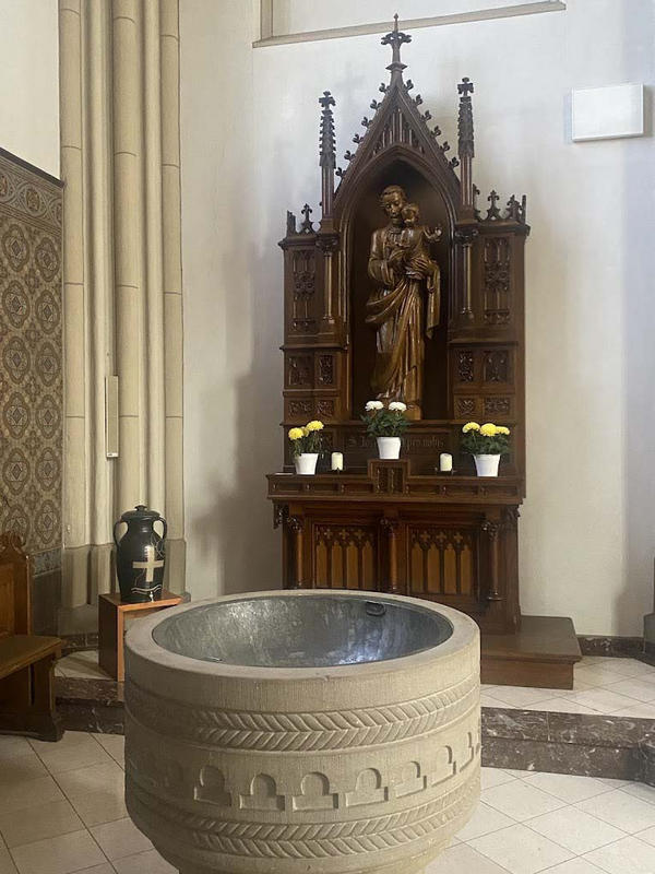 the replica font in the church
