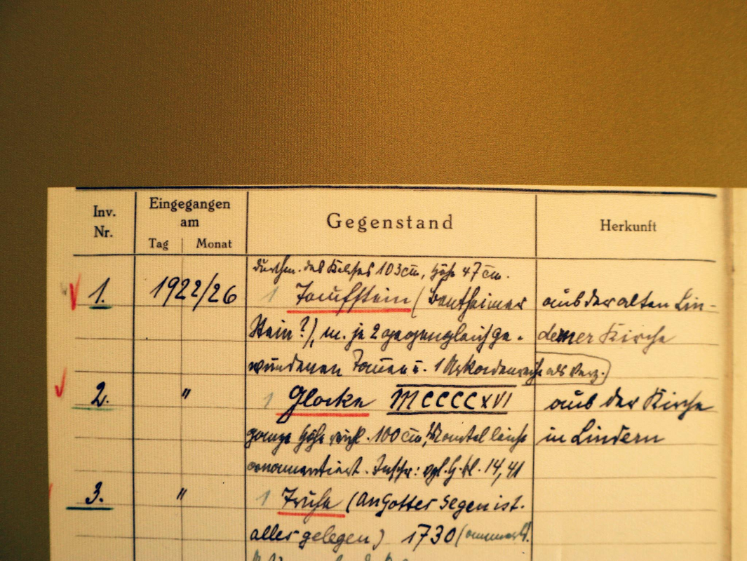 showing the museum record for the original basin