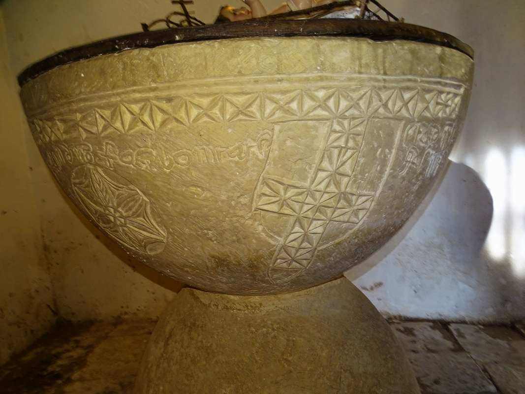 geometric rosette in a circle, cross, Xs, etc.