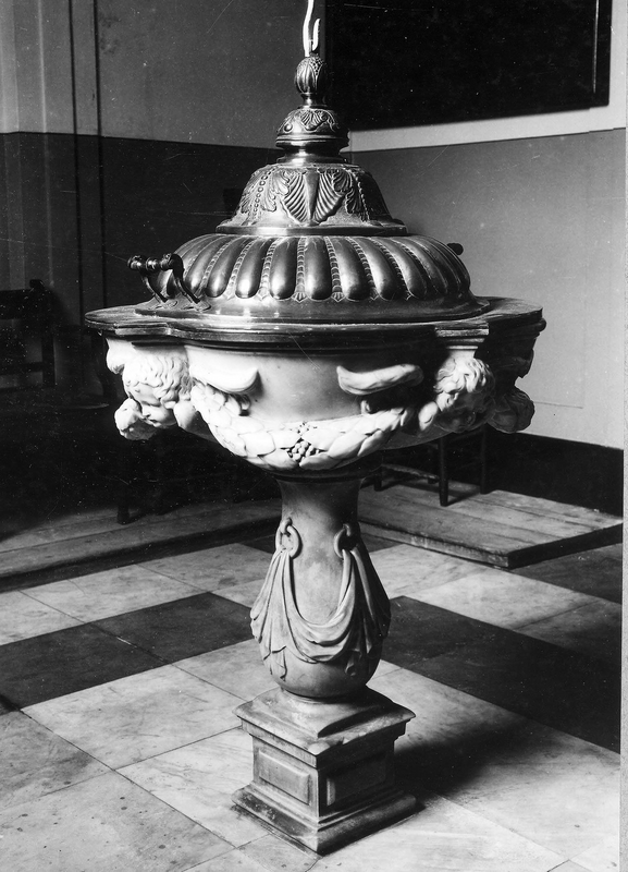 the former 19thC stoup converted to a font [cf. FontNotes]