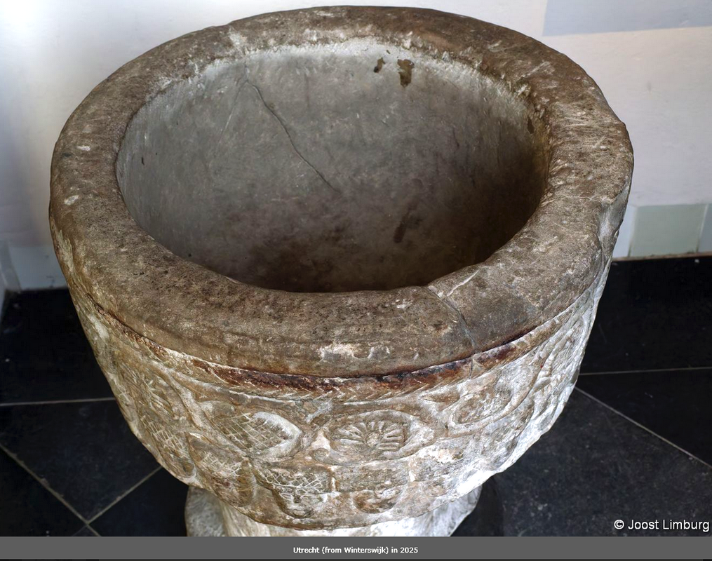 [NB: the combination of the small size [measurements not available] and the fact that there is no evidence of cover anchorings have suggested that it may have been originally a stoup] [cf. FontNotes]