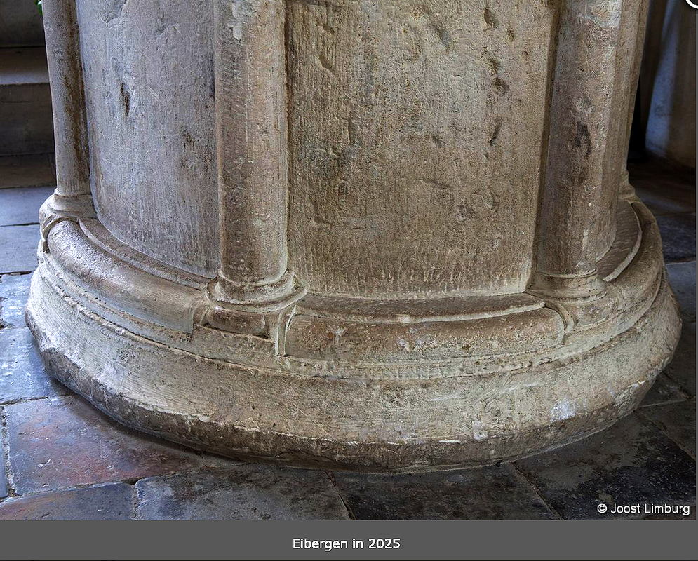 the mid-13thC(?) baptismal font restored and back in service in the church