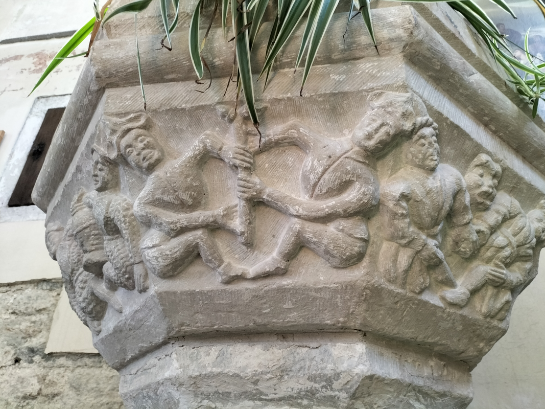 three (?) of them involve pairs of humans; one(?) appears to have animals (lions?) instead