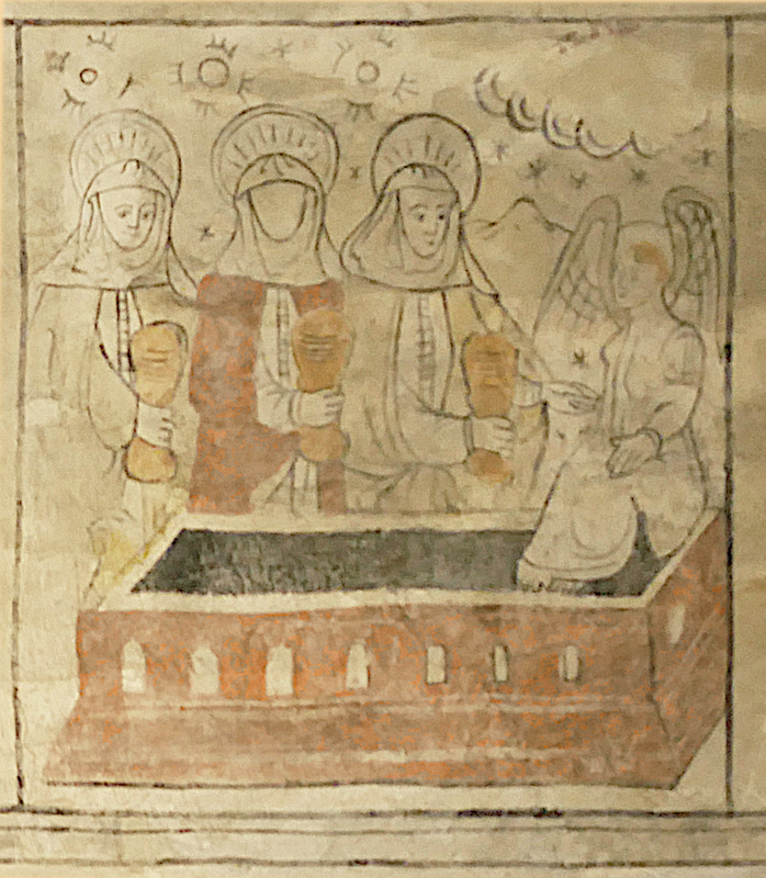 "Sankt Pouls Kirke Bornholm/ Dänemark- Fresko Drei Frauen am leeren Grab / Sankt Pouls Kirke Bornholm/ Denmark- Fresco Three women at the empty tomb / Sankt Pouls Kirke Bornholm/ Danmark- Fresko Tre kvinder ved den tomme grav"