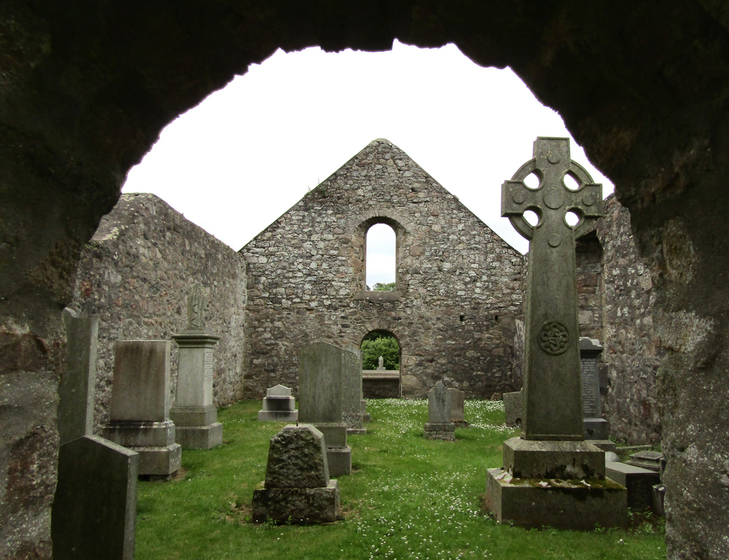interior of the old church in ruins
