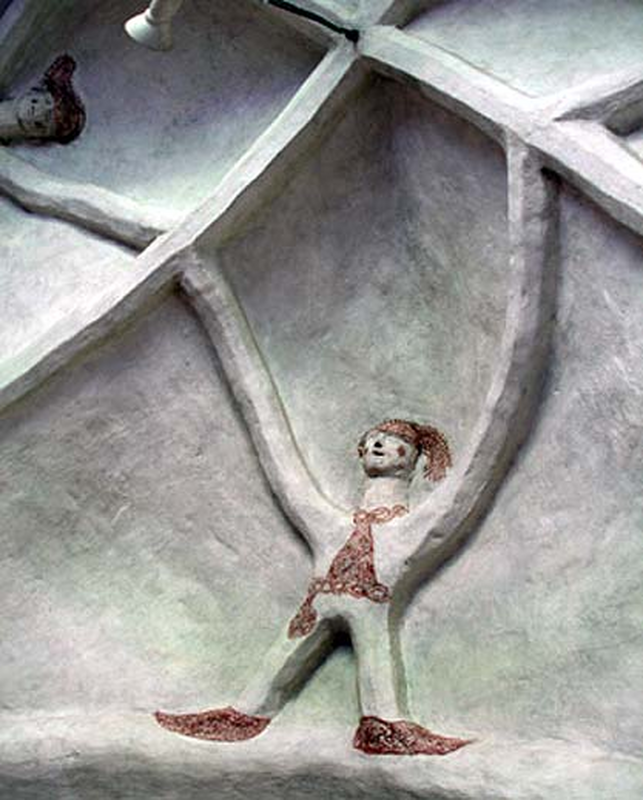 "Vault decorated with sculptured men in Torsång church, Dalarna, Sweden / Del av gubbvalvet i Torsångs kyrka, Dalarna, Sverige"